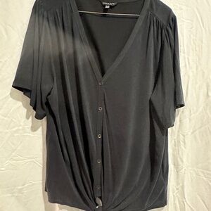Lucky Brand, black front tie blouse